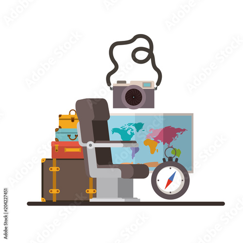 travel around the world set icons vector illustration design