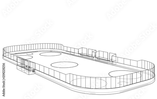Ice hockey area outline. Vector