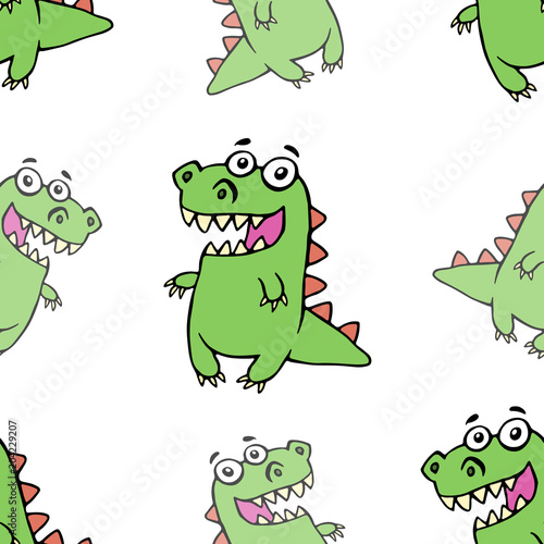 Funny smiling pattern dinosaur. Vector illustration