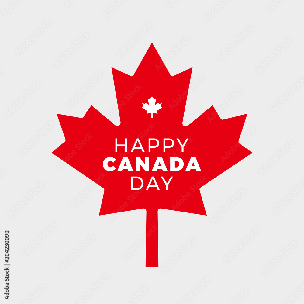 Canada Day Vector Illustration. Happy Canada Day Holiday Poster Design. Red Canadian Leaf Isolated on a white background Canada Day Vector Illustration. Happy Canada Day Holiday Poster Design. Red Canadian Leaf Isolated on a white background