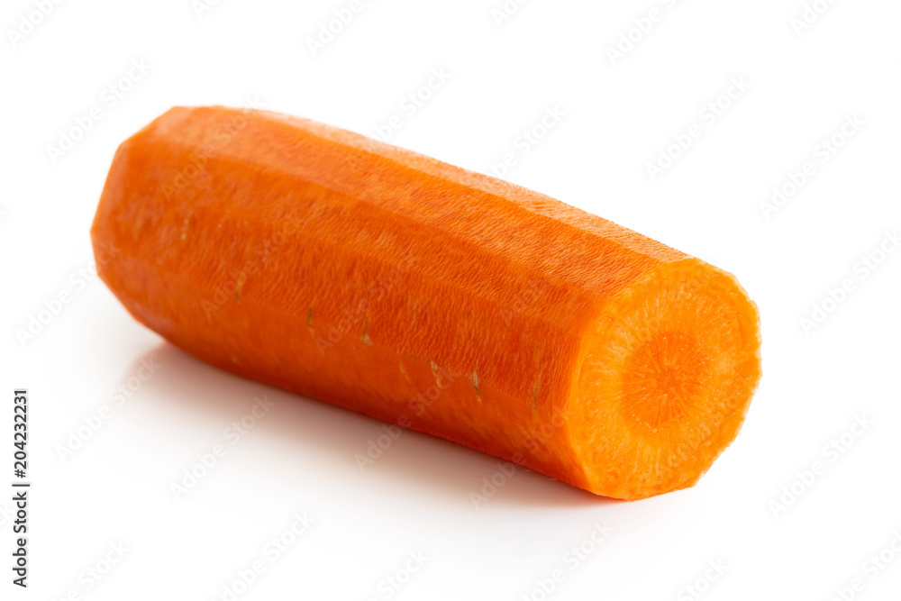Cut and peeled carrot isolated on white. Cut and peeled carrot isolated on white.