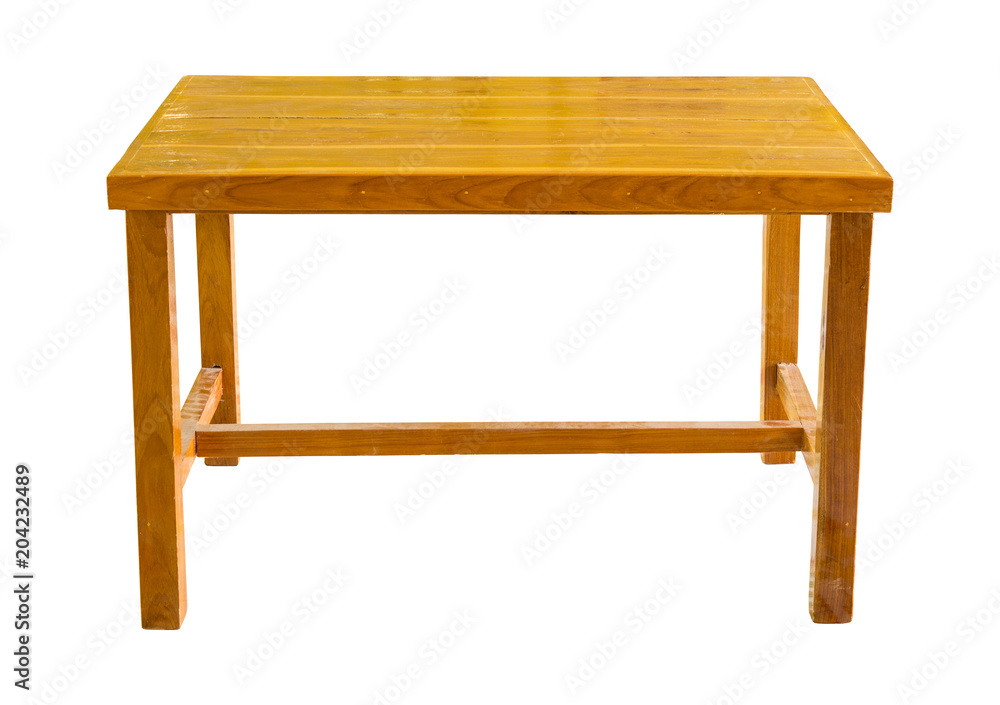 front view of wooden table isolated on white with clipping path front view of wooden table isolated on white with clipping path
