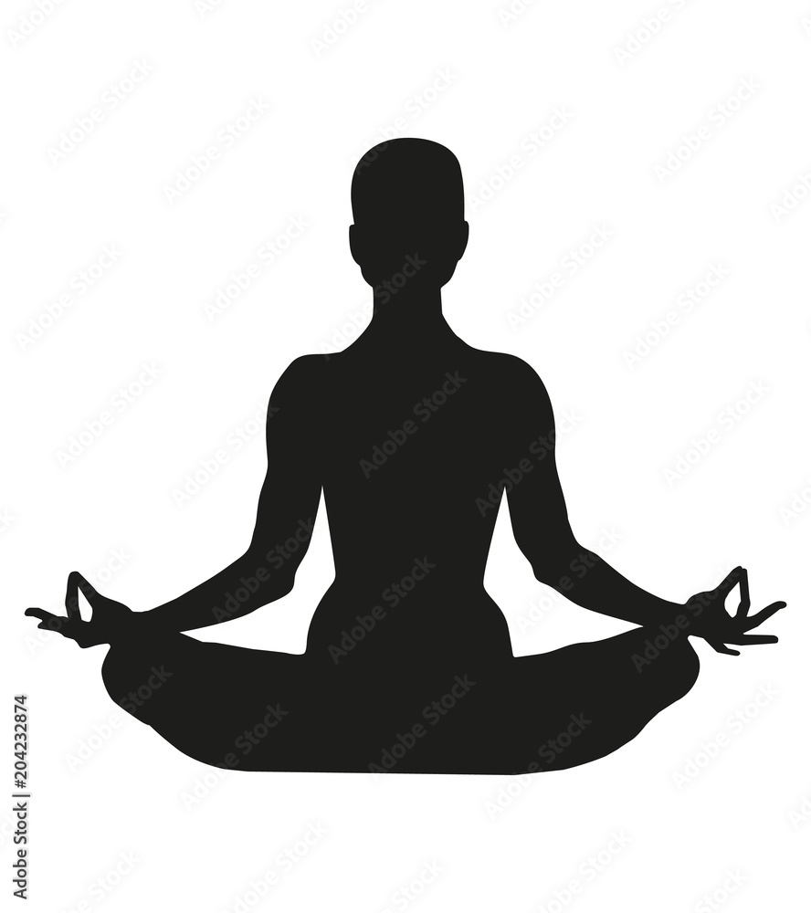 Famale or person body in yoga lotus asana isolated on white background. Black silhouette of a woman in a lotus pose. Graphic object. International yoga day. Famale or person body in yoga lotus asana isolated on white background. Black silhouette of a woman in a lotus pose. Graphic object. International yoga day.