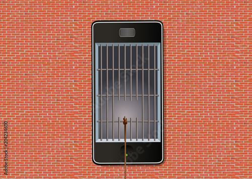 smartphone - concept - addiction - prison - téléphone - liberté - prisonnier - information - info