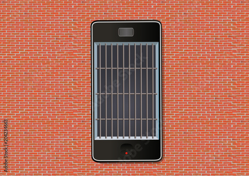 smartphone - concept - addiction - prison - téléphone - liberté - prisonnier - information - info