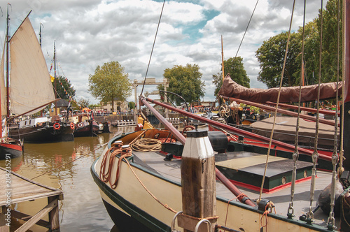 Antique boats in port. Museumhaven Gouda, the Netherlands. photo