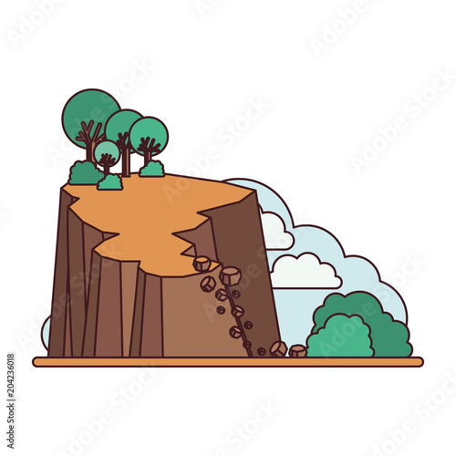 landslide disaster scene icon vector illustration design