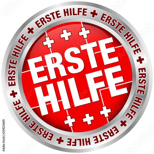 Button "Erste Hilfe" rot/silber
