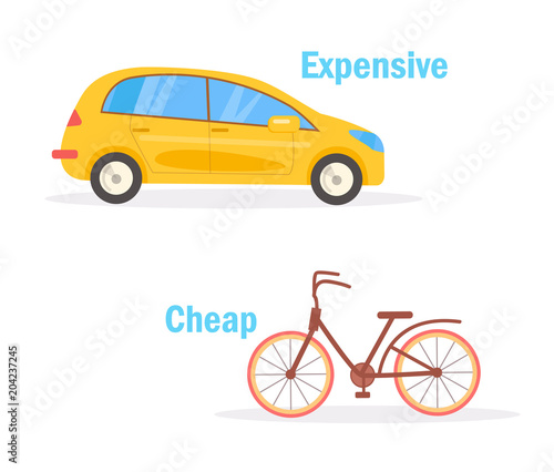 Cheap Expensive Vector. Cartoon