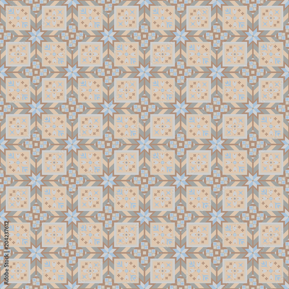 Beige geometrical seamless pattern in the Bulgarian style.