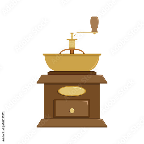 Vector color illustration of a retro of the manual coffee grinder.