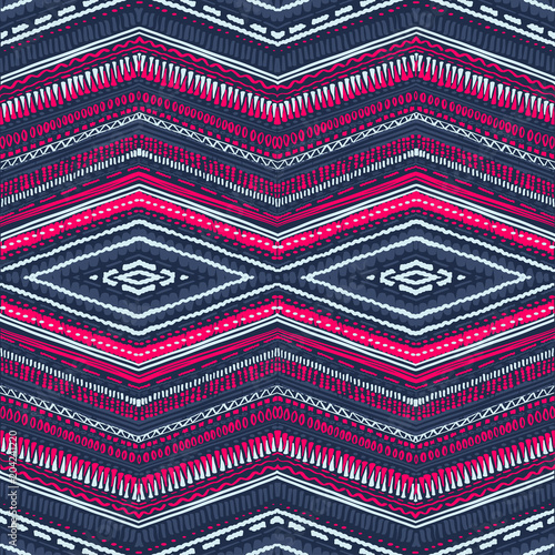 Abstract Ikat and boho style handcraft fabric pattern. Traditional Ethnic design for clothing and textile background, carpet or wallpaper