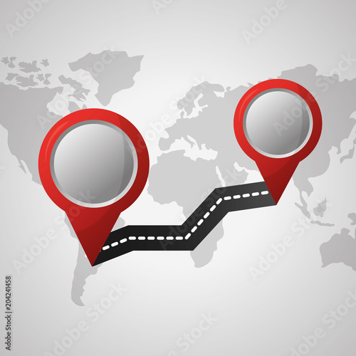 gps navigation application two locations arrival point white map background vector illustration
