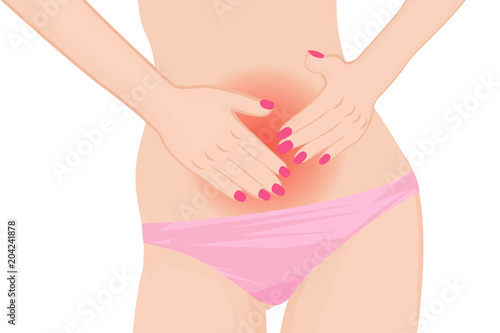A girl having abdoman pain vector illustration