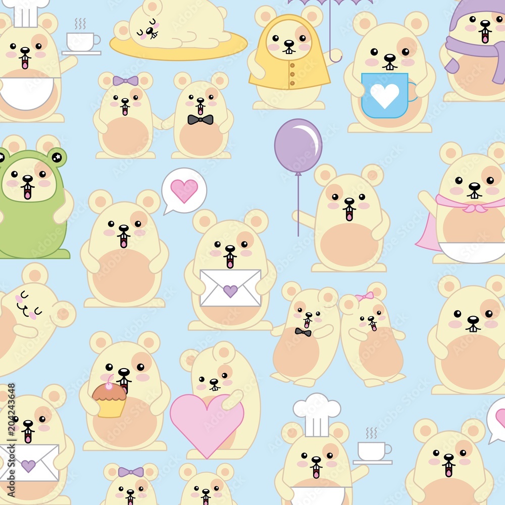 kawaii adorable mice animal decoration background vector illustration kawaii adorable mice animal decoration background vector illustration