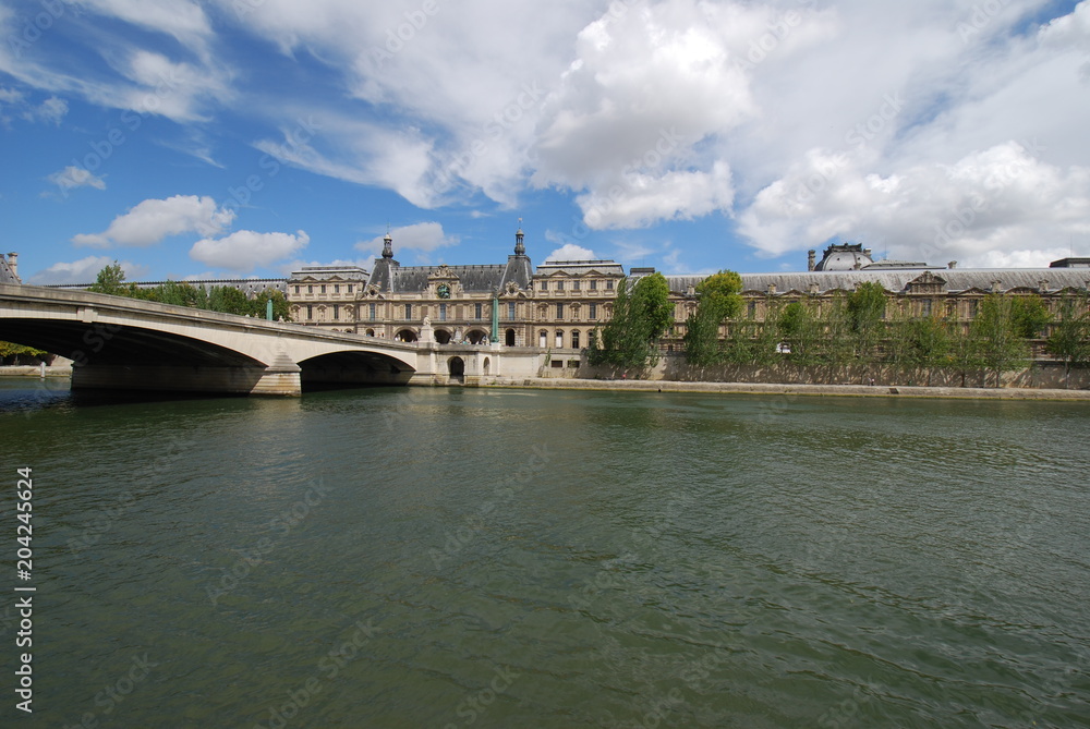  The Louvre; waterway; bridge; river; sky