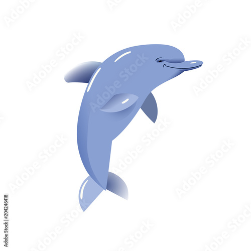 Dolphin vector illustration, isolated object on white background, sea creature.