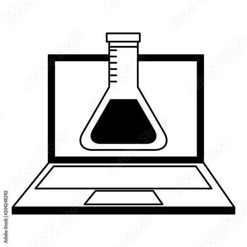 laptop laboratory test tube chemistry online vector illustration