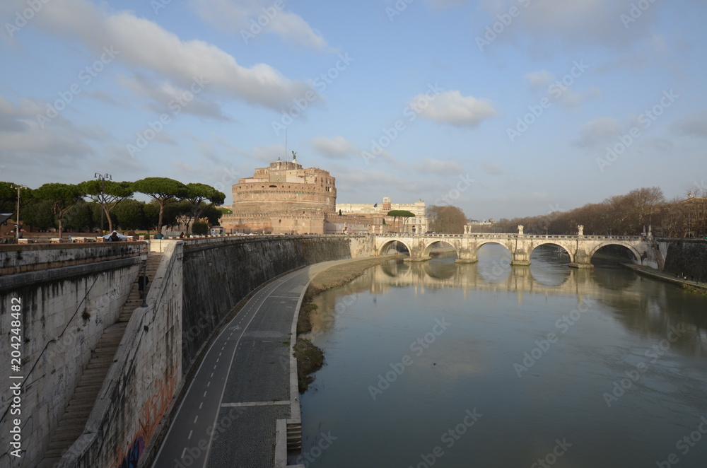  Castel Sant`Angelo; reflection; sky; waterway; body of water