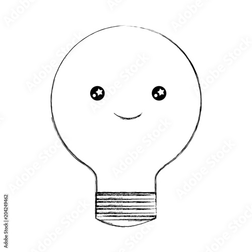 kawaii bulb light cartoon character vector illustration