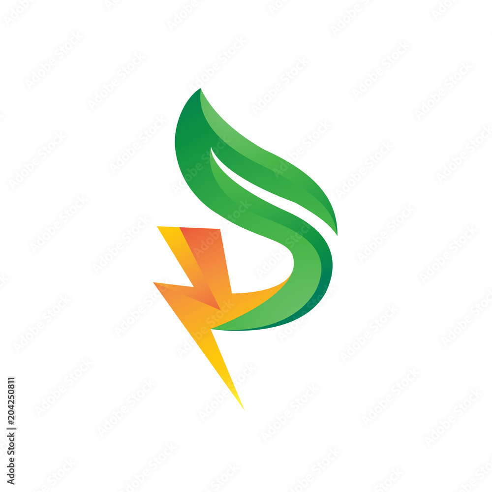leaf Letter G Power bolt Logo leaf Letter G Power bolt Logo