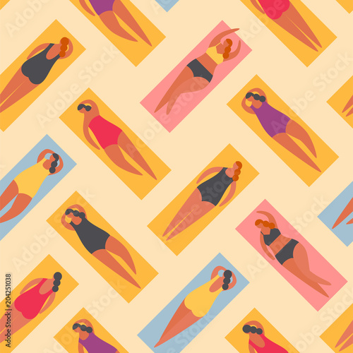 Summer people on the beach. Vector illustrationBasic RGB