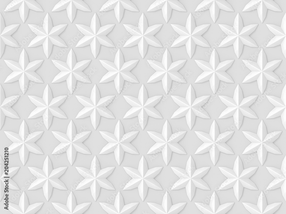 3d rendering. Abstract Seamless White stars pattern on gray background. 3d rendering. Abstract Seamless White stars pattern on gray background.