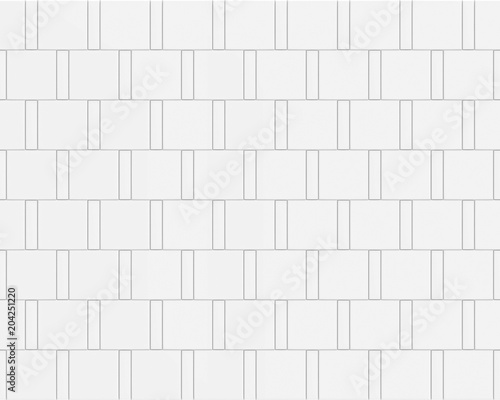 3d rendering. Seamless White Square Brick Block Wall Background.