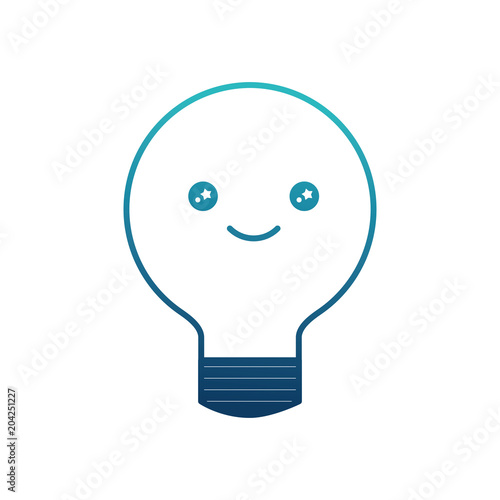 bulb light idea with smile kawaii character vector illustration design