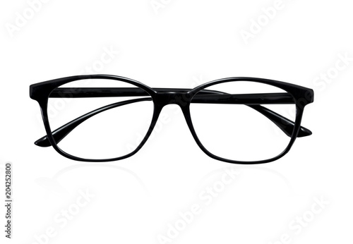 Black EyeGlasses isolated on white background. clipping path for edit.
