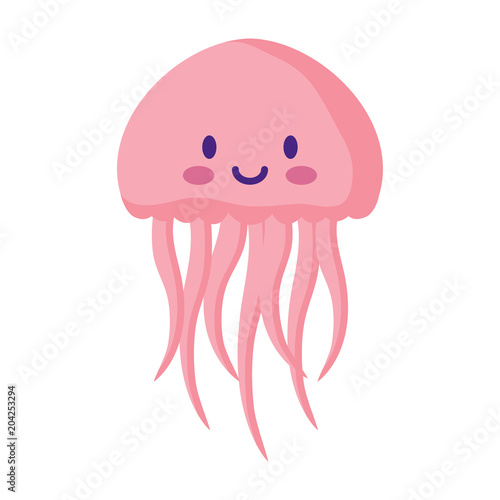 cute jellyfish over white background, vector illustration