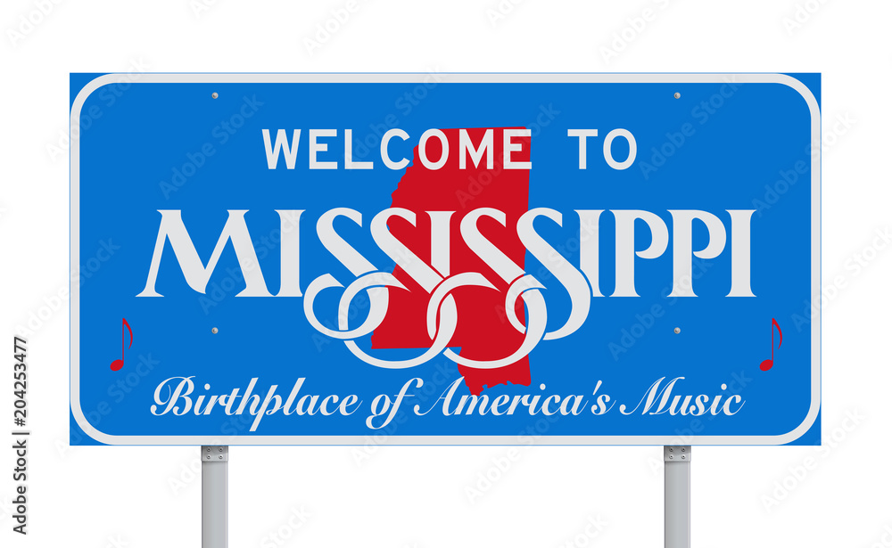 Welcome to Mississippi road sign Stock Vector | Adobe Stock