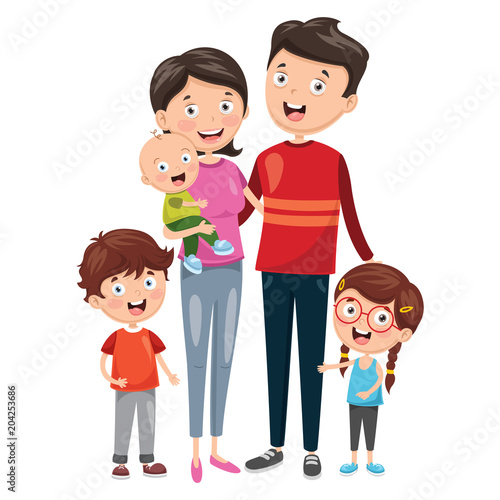 Vector Illustration Of Happy Family