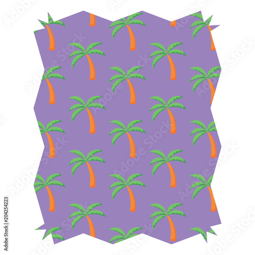 abstract frame with tropical palms pattern over white background, vector illustration