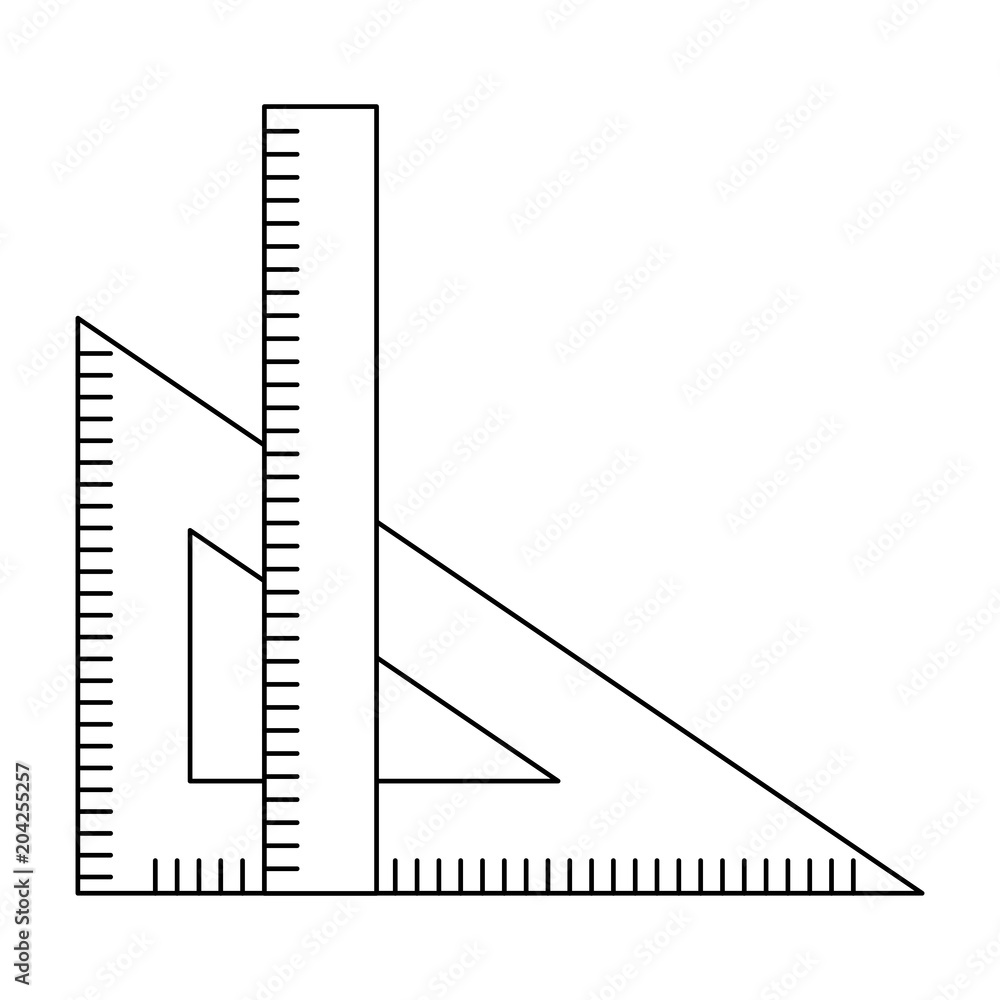 ruler and setsquare geometry object vector illustration thin line