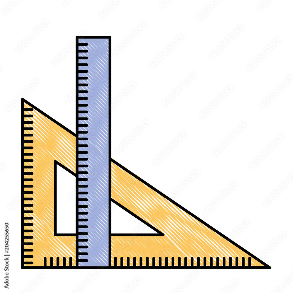 ruler and setsquare geometry object vector illustration drawing