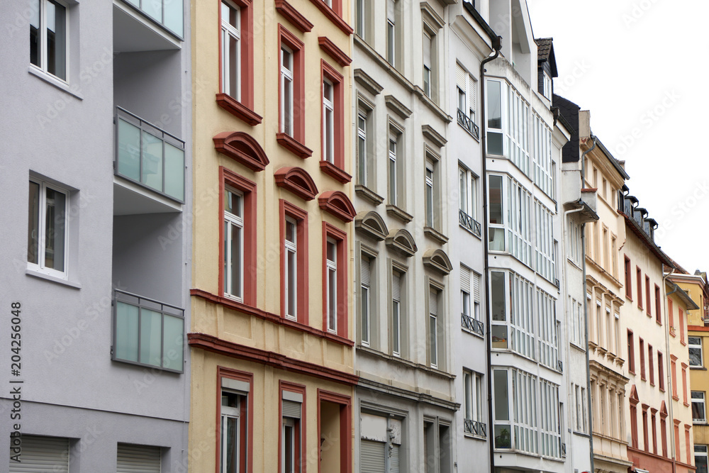 Colorful apartment homes in a row