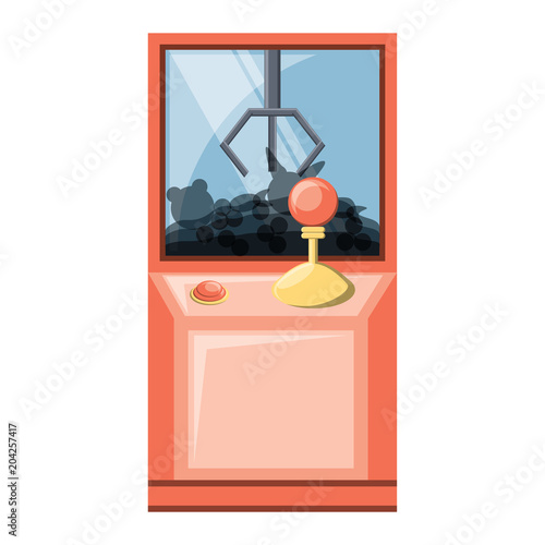 claw arcade machine icon over white background, vector illustration