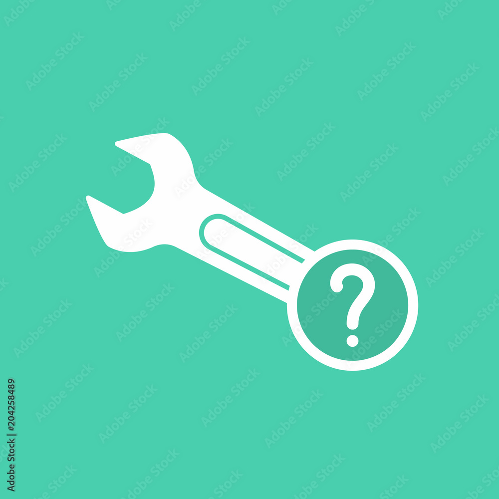 Spanner icon with question mark. Spanner icon and help, how to, info, query symbol Spanner icon with question mark. Spanner icon and help, how to, info, query symbol