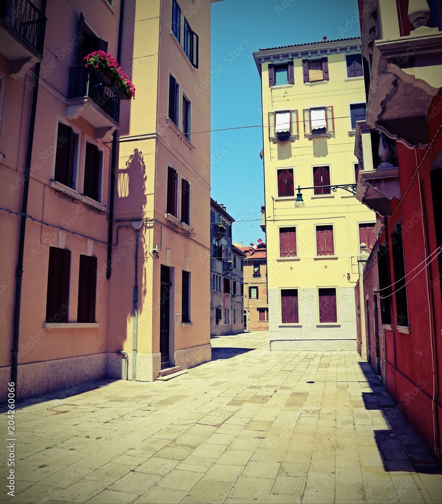 houses and squares in the island of Saint Elena in Venice with vintage effect houses and squares in the island of Saint Elena in Venice with vintage effect
