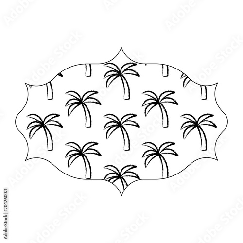 arabic frame with tropical palms pattern over white background  vector illustration