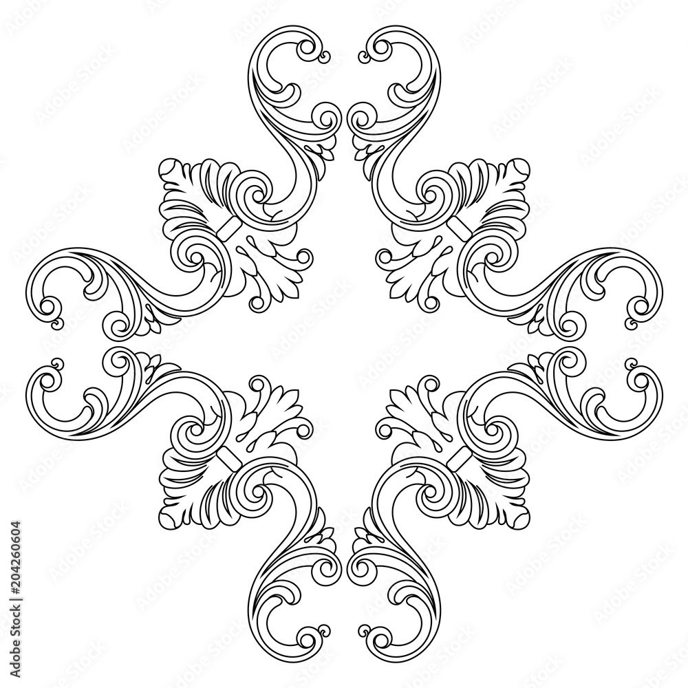 Fototapeta premium Vintage baroque ornament, corner. Retro pattern antique style acanthus. Decorative design element filigree calligraphy vector. - stock vector