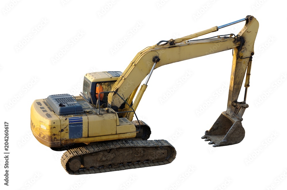 Hydraulic excavator isolated on white. Hydraulic excavator isolated on white.