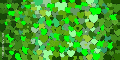 Abstract background with green hearts - Illustration, 
Various shades of green hearts background