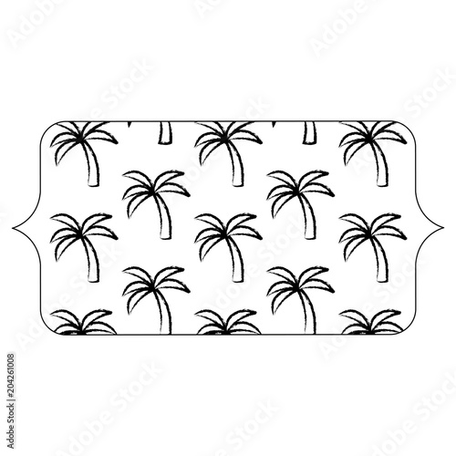 banner with tropical palms pattern over white background  vector illustration