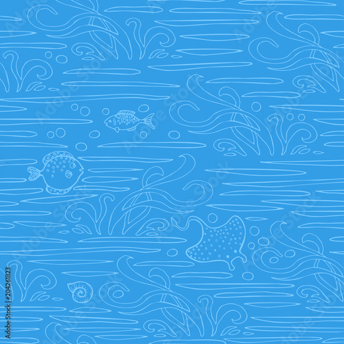 Seamless Funny fish background. Vector background
