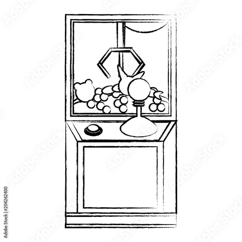 claw arcade machine icon over white background, vector illustration