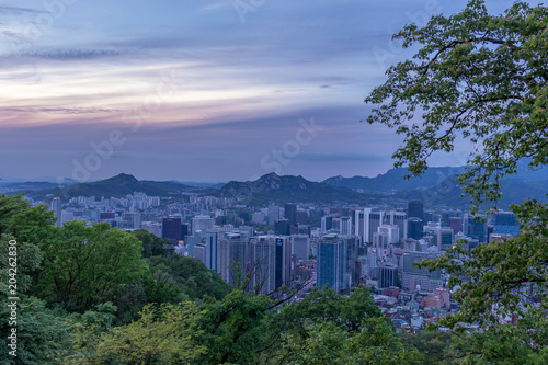Seoul City the capital of South Korea. View from the N Seoul Tower or "Namsan Tower".