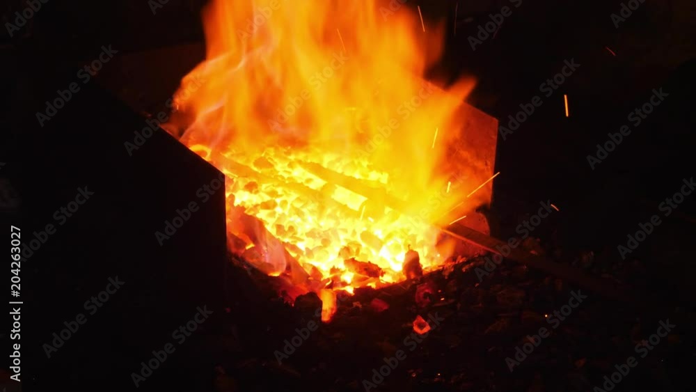 Close-up of a fire in the forge Close-up of a fire in the forge