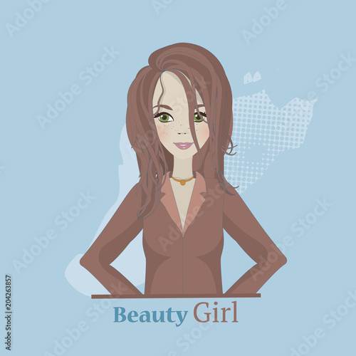 Vector girl of flat style smiling. photo